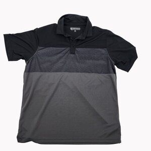 Pebble Beach Mens XL Golf Polo Shirt Gray Black Colorblock Moisture Wicking